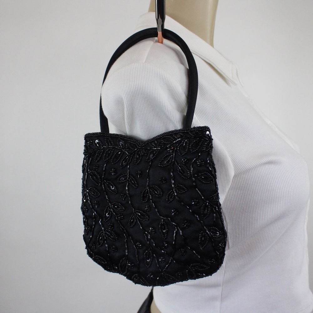 90s Magid Black sequin beaded mini purse with